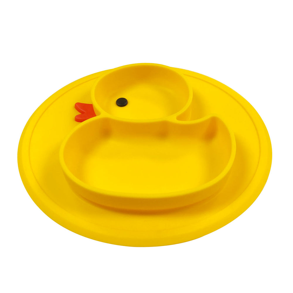 Silicone Placemat + Suction Food Plate for Baby, Duck