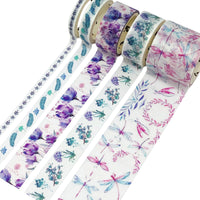 Teal & Purple Floral Washi Tape Set (10 rolls)
