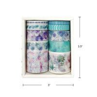 Teal & Purple Floral Washi Tape Set (10 rolls)