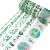 Green Floral Washi Tape Set (10 rolls)