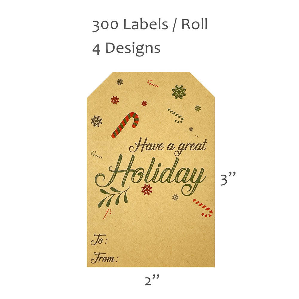 Great Holiday Christmas Gift Tag Stickers (300 stickers)