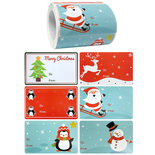 Penguin Christmas Gift Tag Stickers (300 stickers)
