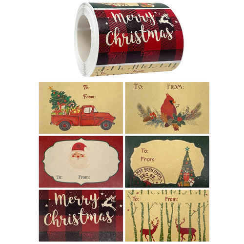Rustic Greetings Christmas Gift Tag Stickers (300 stickers)