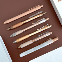 Brown Retractable Gel Pens Black Ink & Highlighter (set of 6)