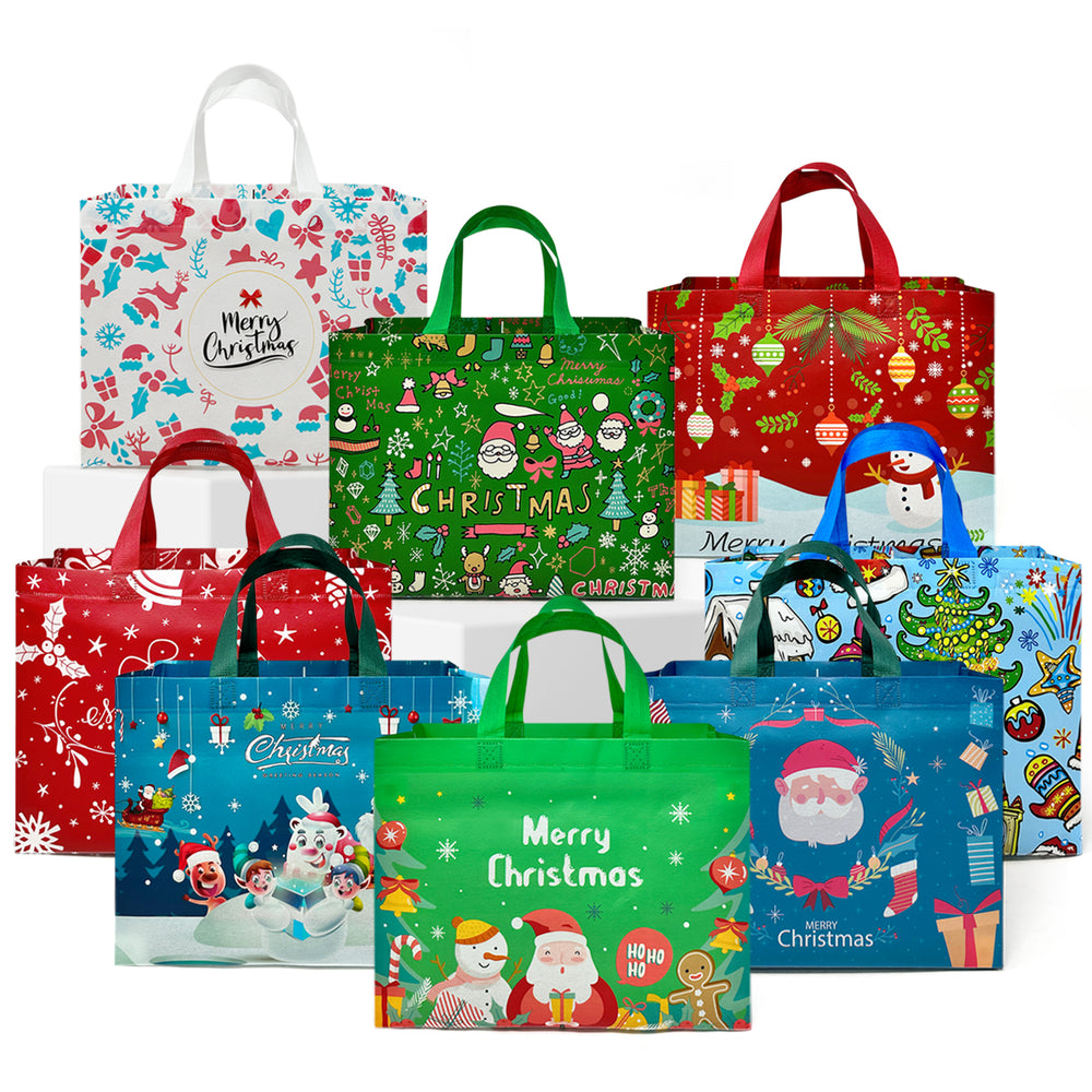 Christmas Non-Woven Reusable Gift Bags (set of 8)