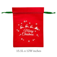 Christmas Non-Woven Red Drawstring Gift Bags (set of 8)