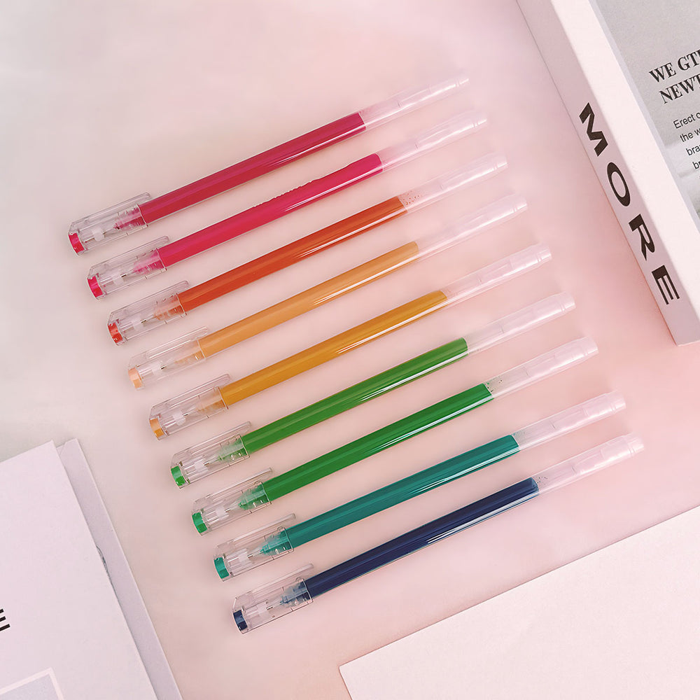 Multicolor Rainbow Gel Pens, 0.5mm Fine Point Tip (set of 9)