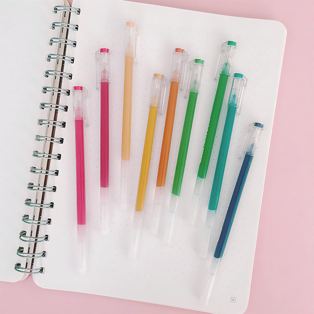 Multicolor Rainbow Gel Pens, 0.5mm Fine Point Tip (set of 9)