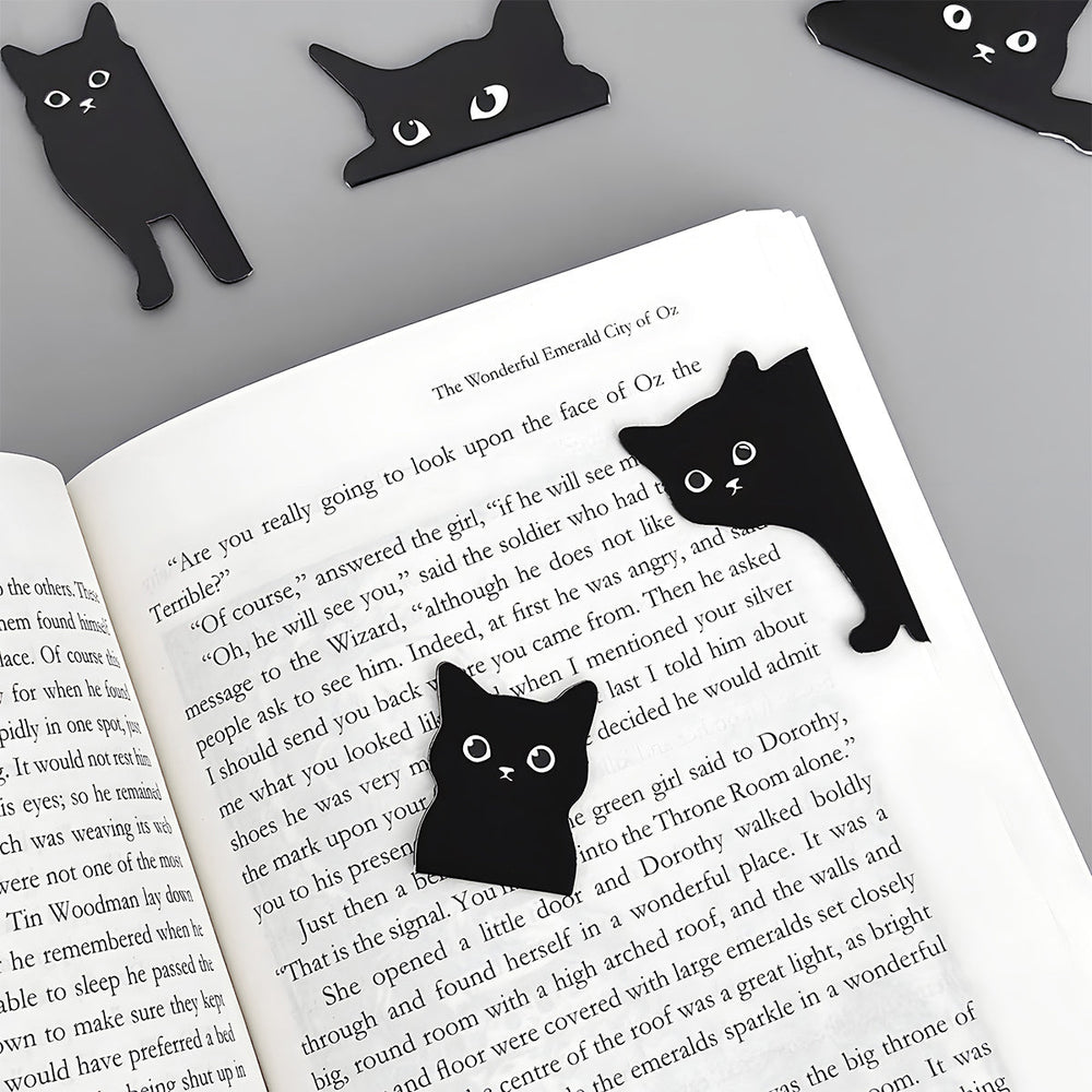 Magnetic Black Cat Bookmarks Page Markers (set of 24)