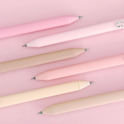 Ombré Pink Retractable Gel Pens Black Ink, Fine Point (set of 6)
