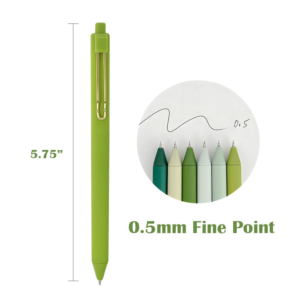 Ombre Felt Tip Colored Ink Pen Set W/ Metallic Gold Accents Green