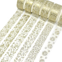 Gold Floral Washi Tape Set (12 rolls)