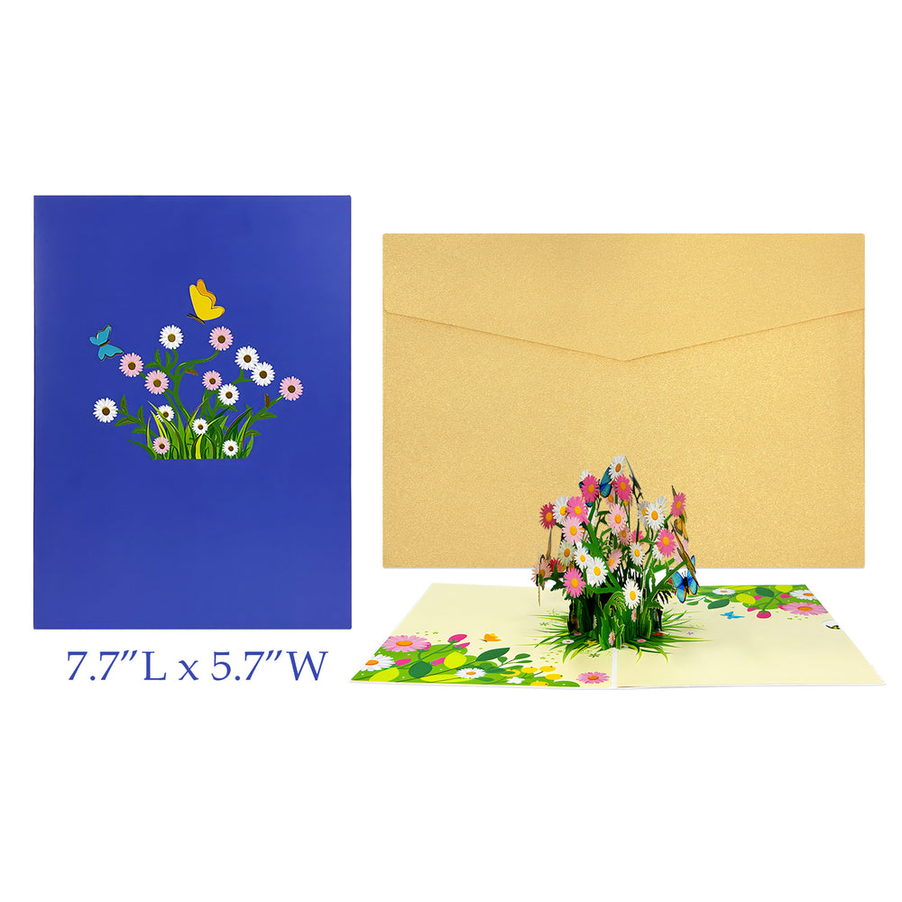 3D Pop Up Floral Greeting Card, Flower Bouquet Card for Mother's Day, Birthday, Anniversary, All Occasions, Butterflies