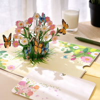 3D Pop Up Floral Greeting Card, Flower Bouquet Card for Mother's Day, Birthday, Anniversary, All Occasions, Butterflies