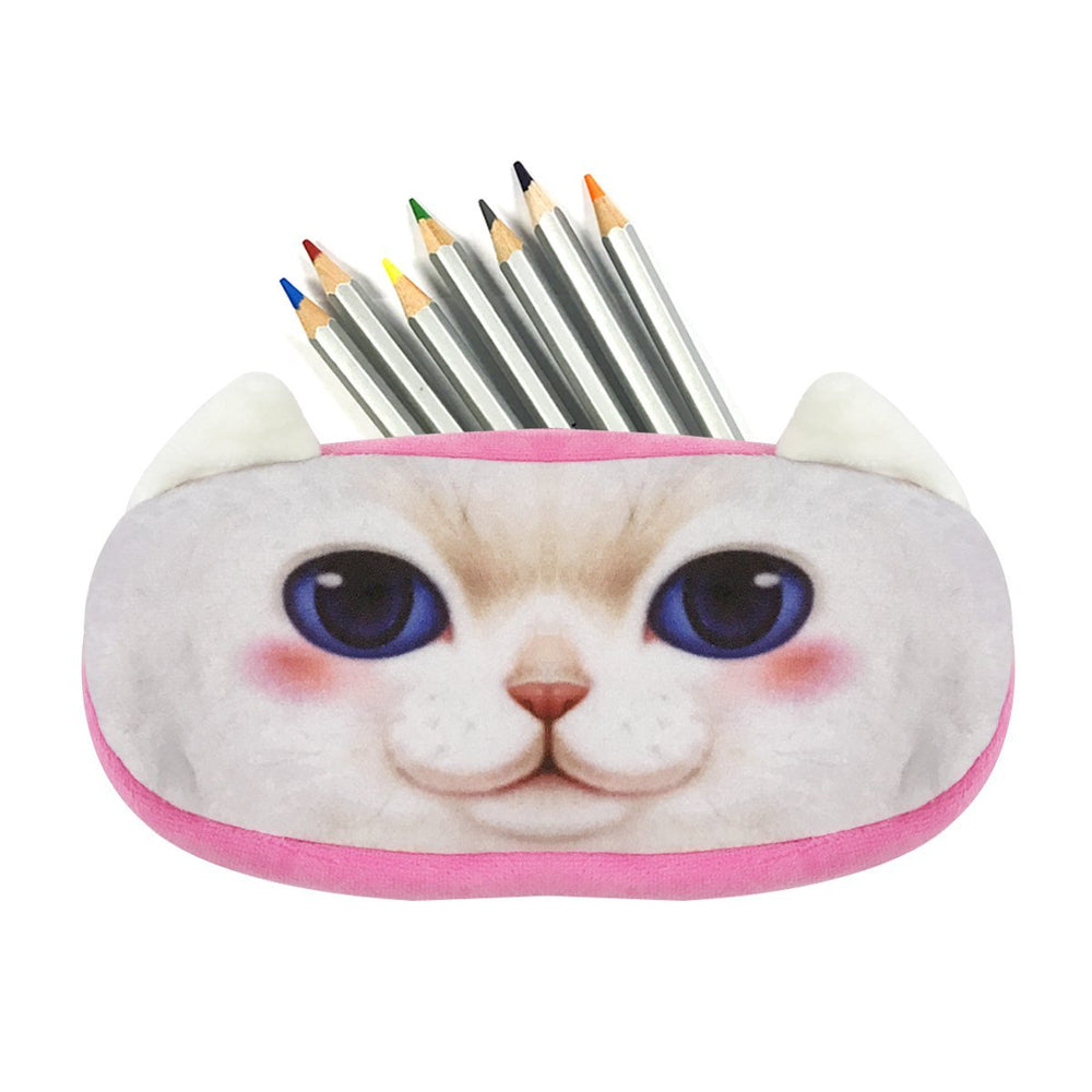 3D Animal Plush Cat & Plush Dog Pencil Pouch (set of 2)