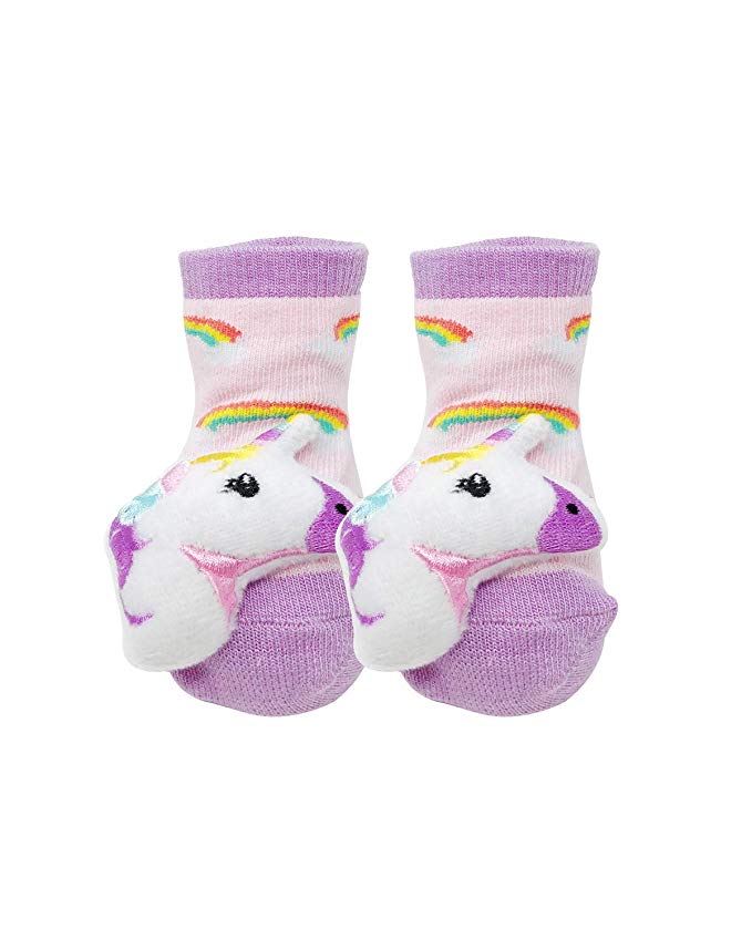 Baby Girl Booties 3D Non-Skid Baby Socks (Set of 6)