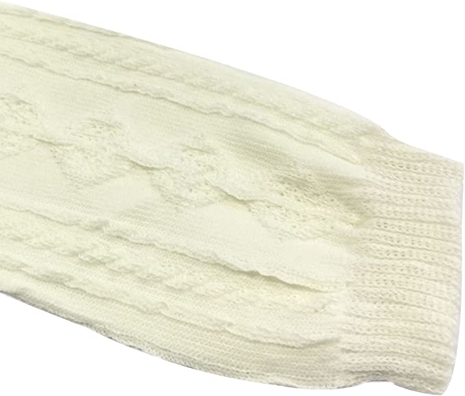 Children's Solid Leg Warmer, Cable Knit White