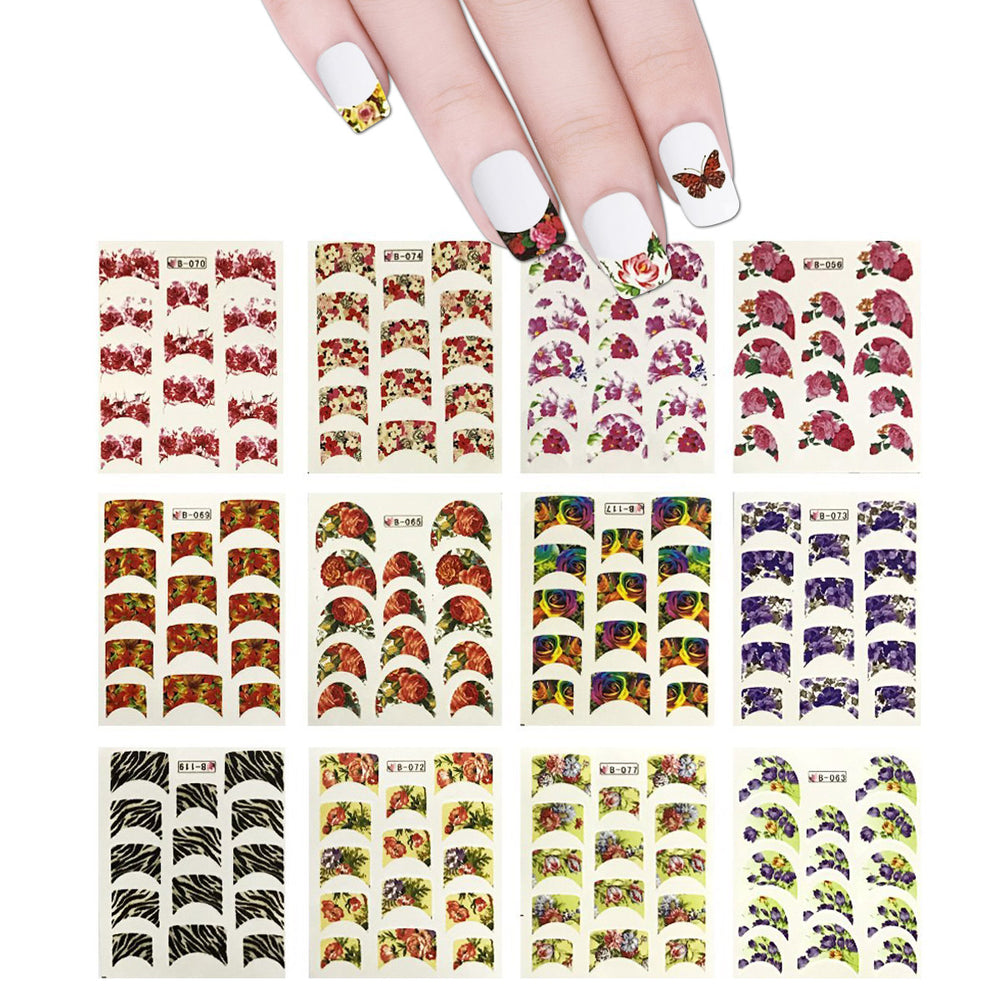 Flowers French Tip Water Slide Nail Art Nail Decals (44 sheets/600+ Na – allydrew flowers-french-tip-water-slide-nail-art-nail-decals-44-sheets-600-na-allydrew