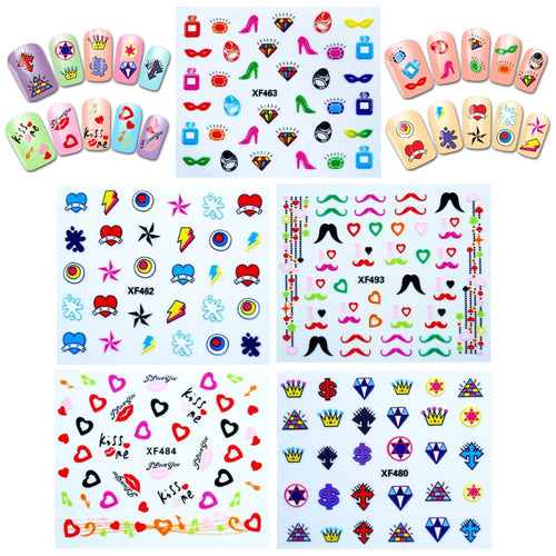 Funky Patterns Nail Art Nail Stickers (10 sheets)