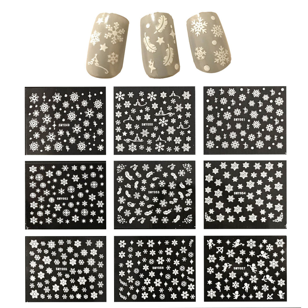 Snowflakes & Feathers Nail Art Nail Stickers (12 sheets)