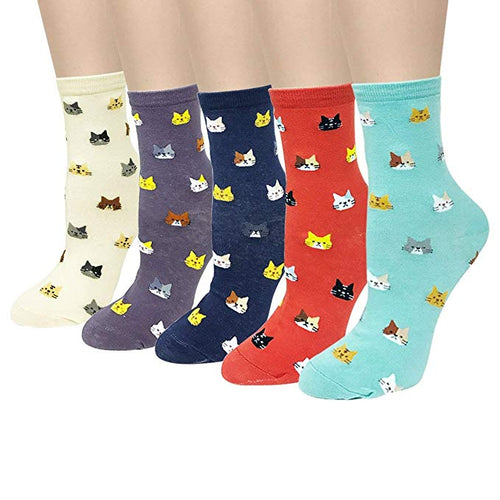 Cats Everywhere Cat Socks for Women (5 Pairs)