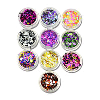 Multicolor Round Nail Glitter Pots, 1-3mm (set of 10)
