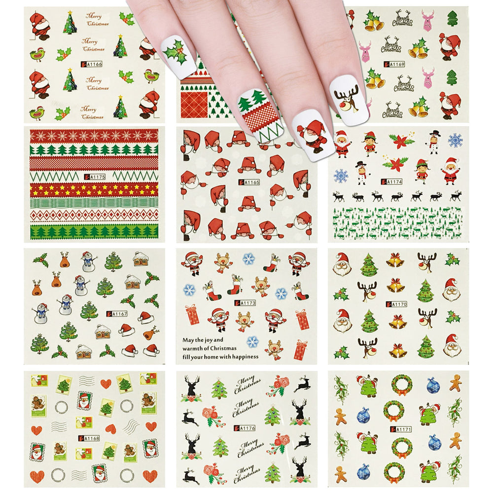 12 Sheets Large Christmas Water Slide Nail Art Nail Decal Sheets – allydrew 12-sheets-large-christmas-water-slide-nail-art-nail-decal-sheets-allydrew