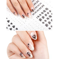 Sparkly Black & White Flower Nail Art Sparkle Flower Nail Stickers (24 sheets)