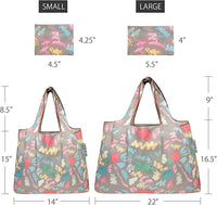 Oodles of Doodles Small & Large Foldable Nylon Tote Reusable Bags