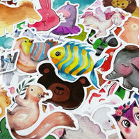 Allydrew Waterproof Vinyl Sticker Decal, Cute Animals