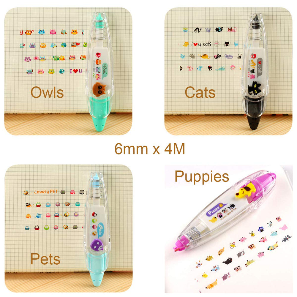 Animals Decorative Correction Tape Pens Novelty Stationery Supply (set of 4)