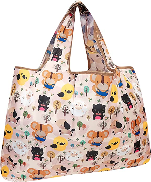 Cartoon Critters Small & Large Foldable Nylon Tote Reusable Bags