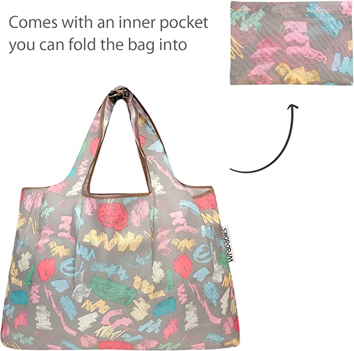 Oodles of Doodles Small & Large Foldable Nylon Tote Reusable Bags