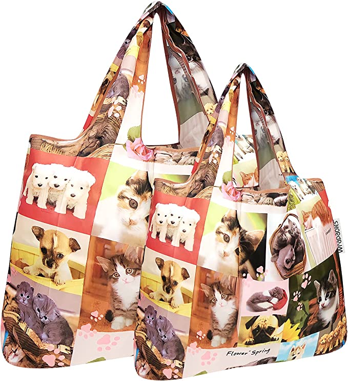 Cats & Dogs Small & Large Foldable Nylon Tote Reusable Bags