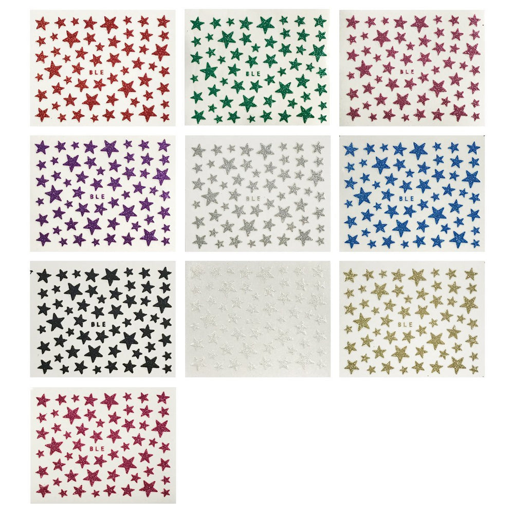 Glitter Stars Nail Stickers Sparkly Nail Art (10 sheets)