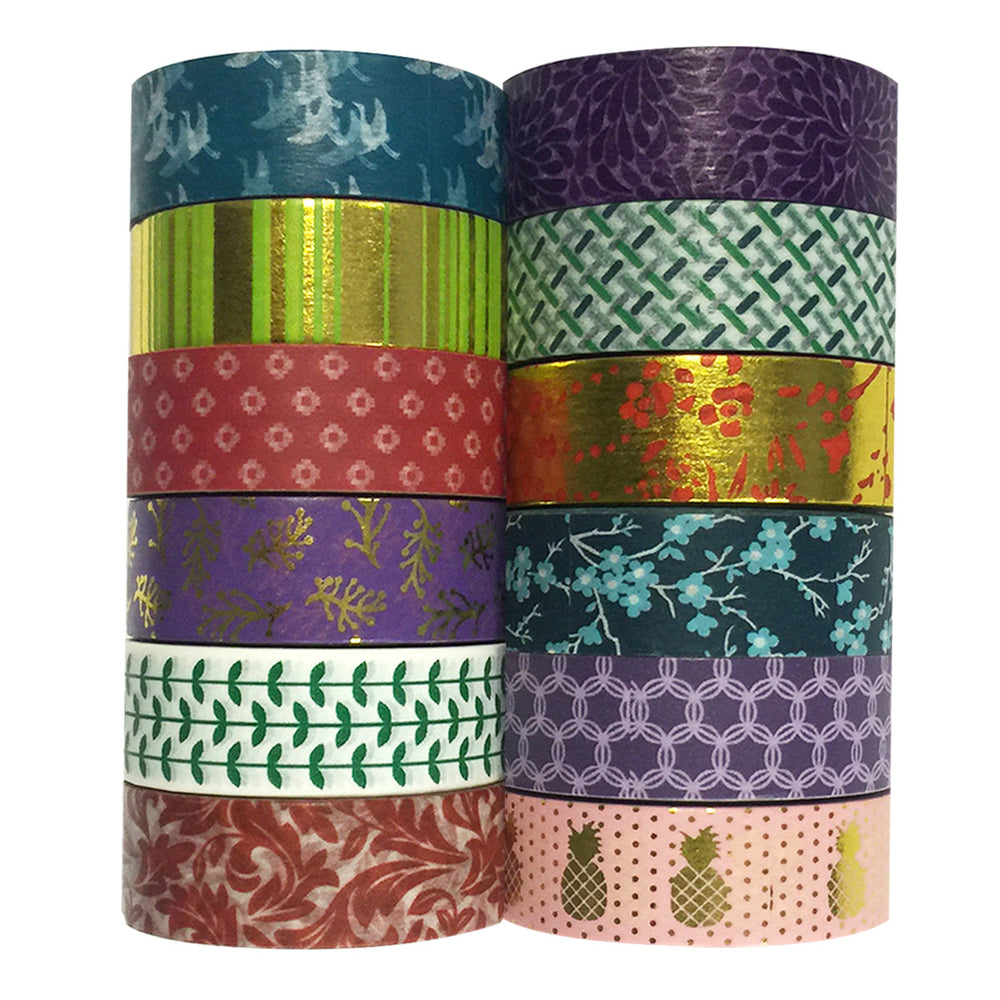 Multi-Patterns Decorative Washi Tapes (set of 12)
