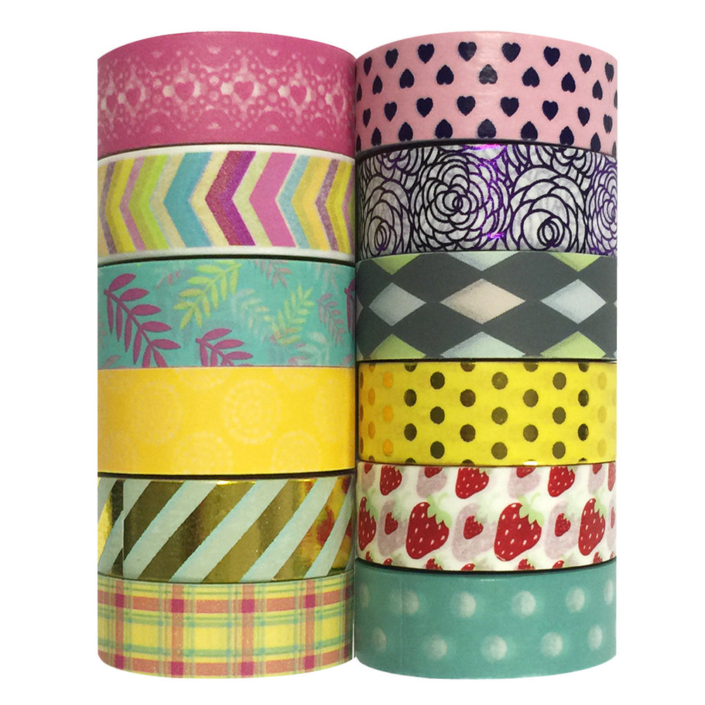 Multi-Patterns Decorative Washi Tapes (set of 12)