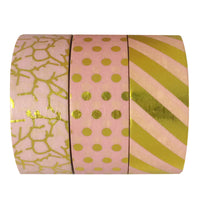 Fun with Pink Gold Foil Washi Tapes (set of 3)
