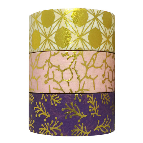 Pink and Purple Gold Foil Washi Tapes (set of 3)