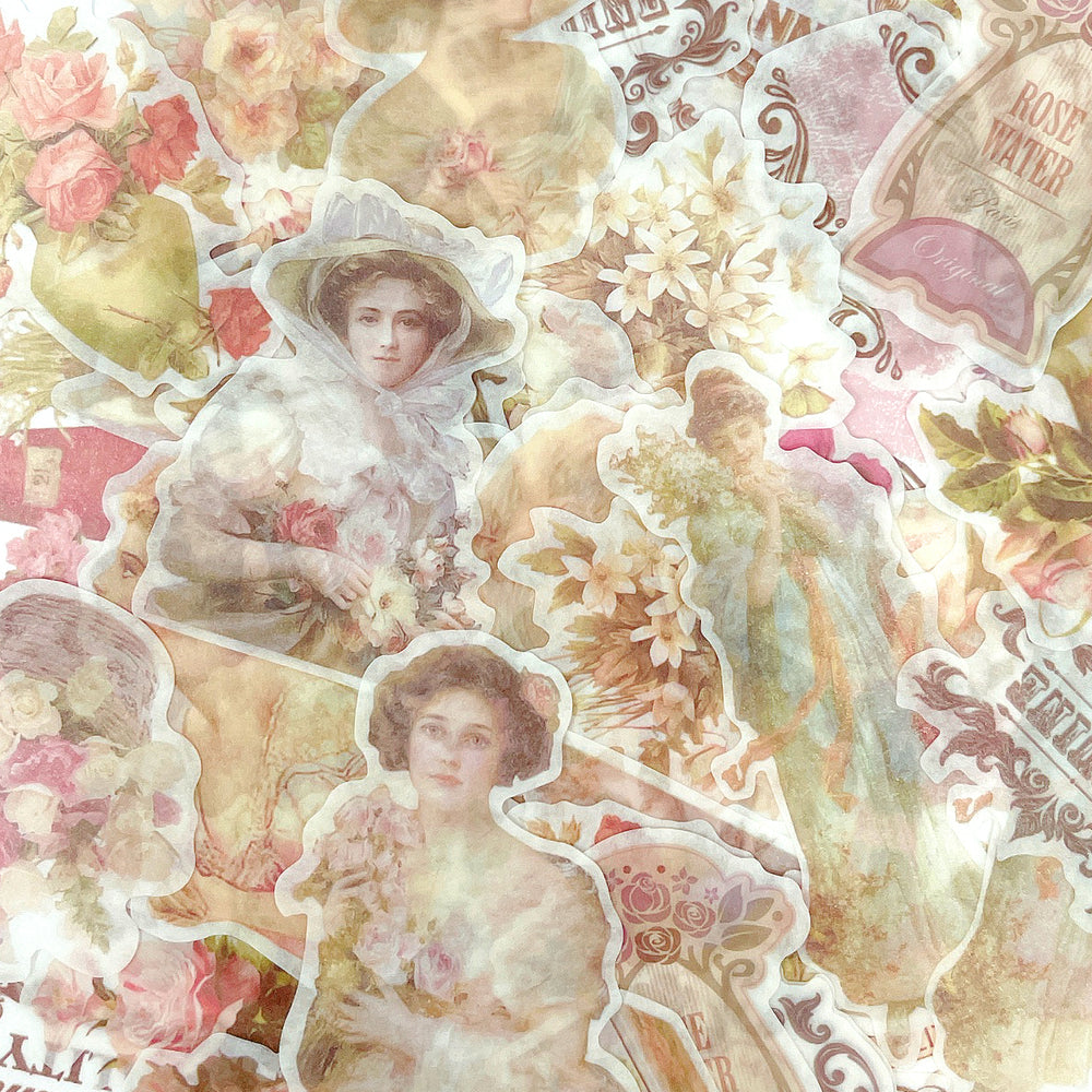 Victorian Decorative Scrapbooking Vintage Washi Stickers (60 stickers)