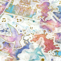 Music Magic Decorative Scrapbooking Gold Foil Washi Stickers (60 stickers)