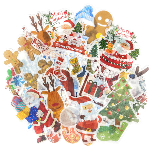 Snowflakes & Reindeer Holiday Scrapbooking Washi Stickers (60 stickers)