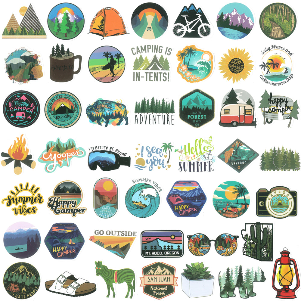 Outdoor Adventures Waterproof Vinyl Stickers (100 stickers)