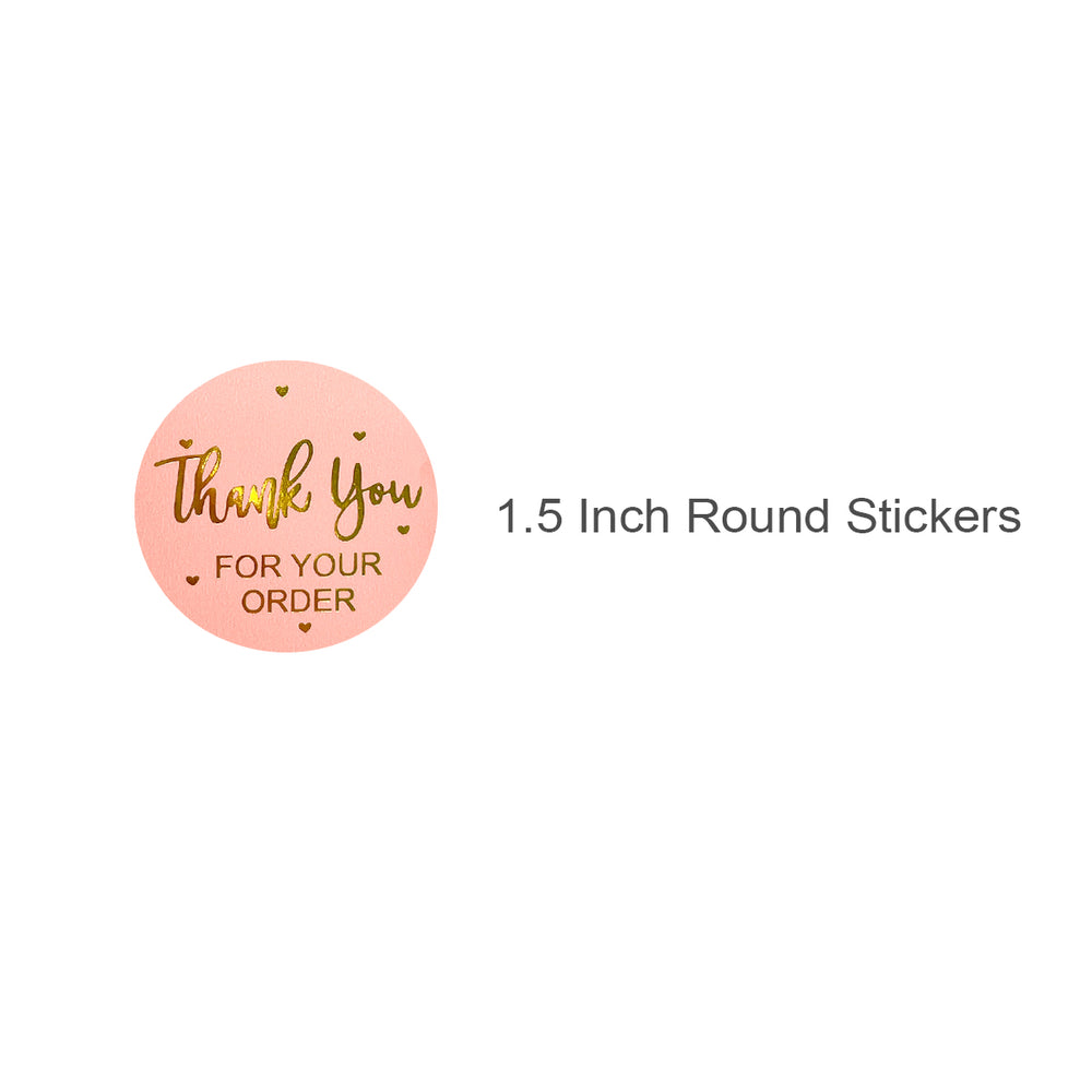 Pink & Gold Thank You for Your Order Sticker Roll 1.5" Label Stickers (500 stickers)