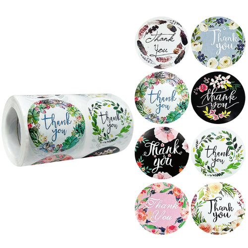 Floral Thank You Sticker Roll 2
