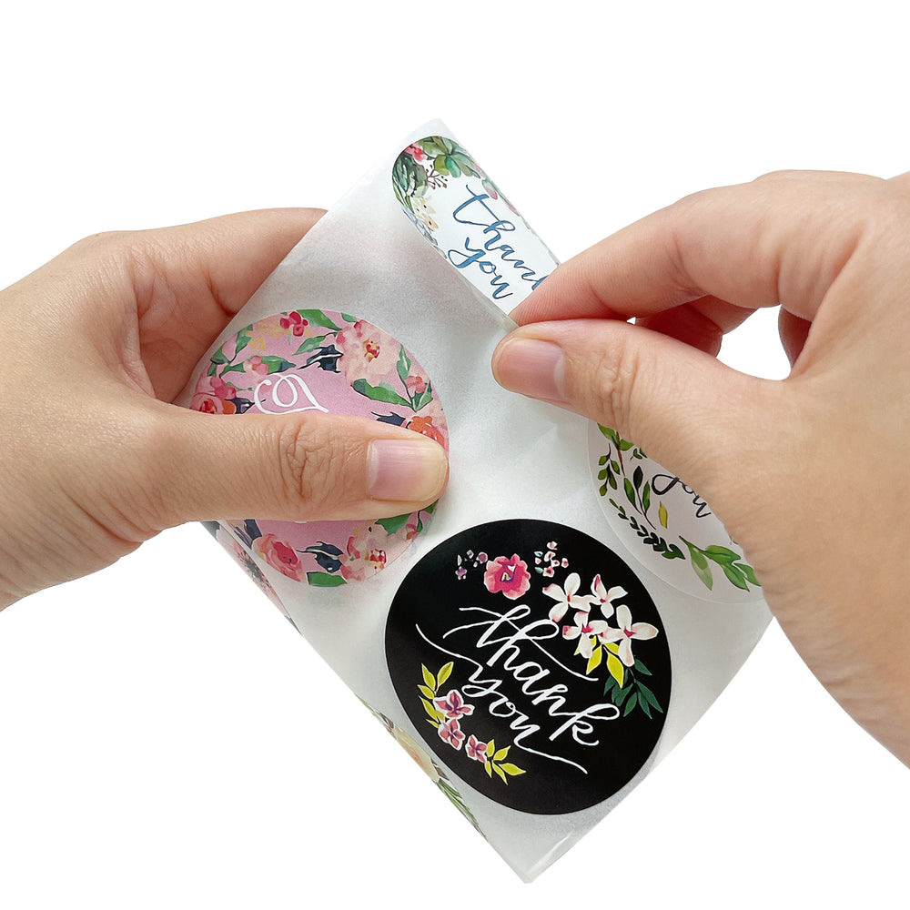 Floral Thank You Sticker Roll 2" Label Stickers (500 stickers)