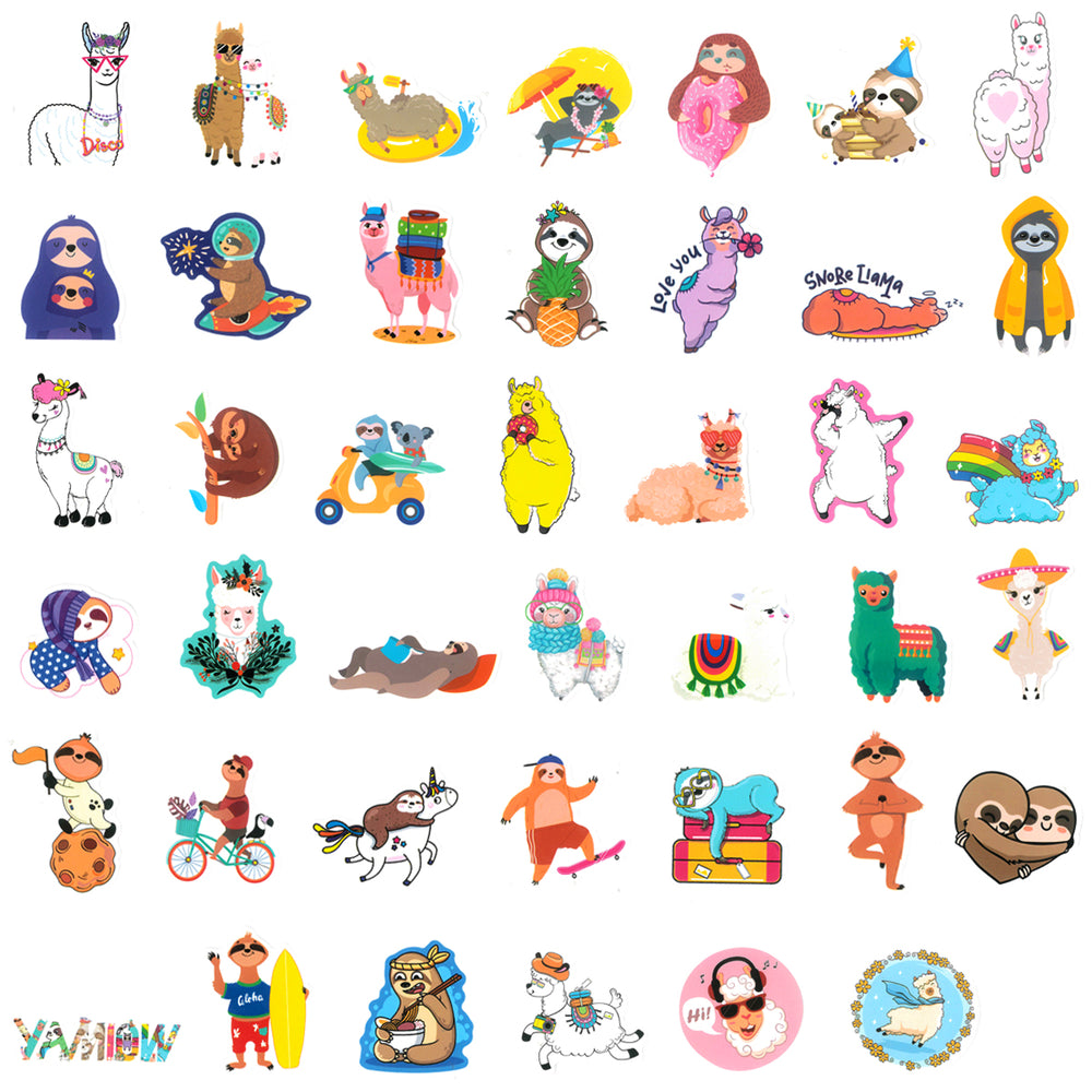 Sloths & Llamas Waterproof Vinyl Stickers (100 stickers)