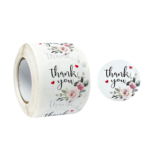 Rose Blossom Thank You Sticker Roll 1.5