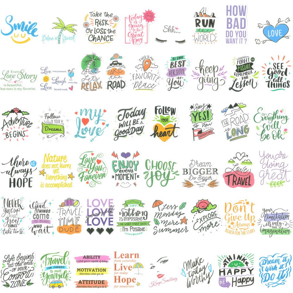 Inspirational Words Waterproof Vinyl Stickers (100 stickers)