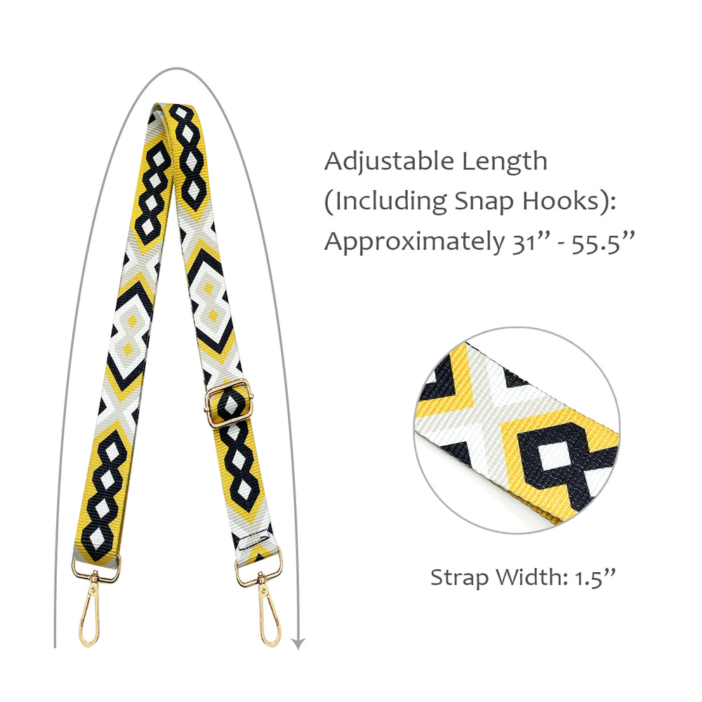 Yellow Geometric Adjustable Bag Strap
